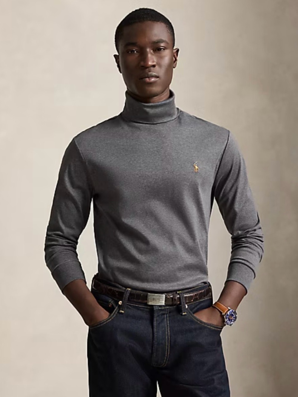 Polo by Ralph Lauren Heather Gray Crewneck with Embroidered Pony